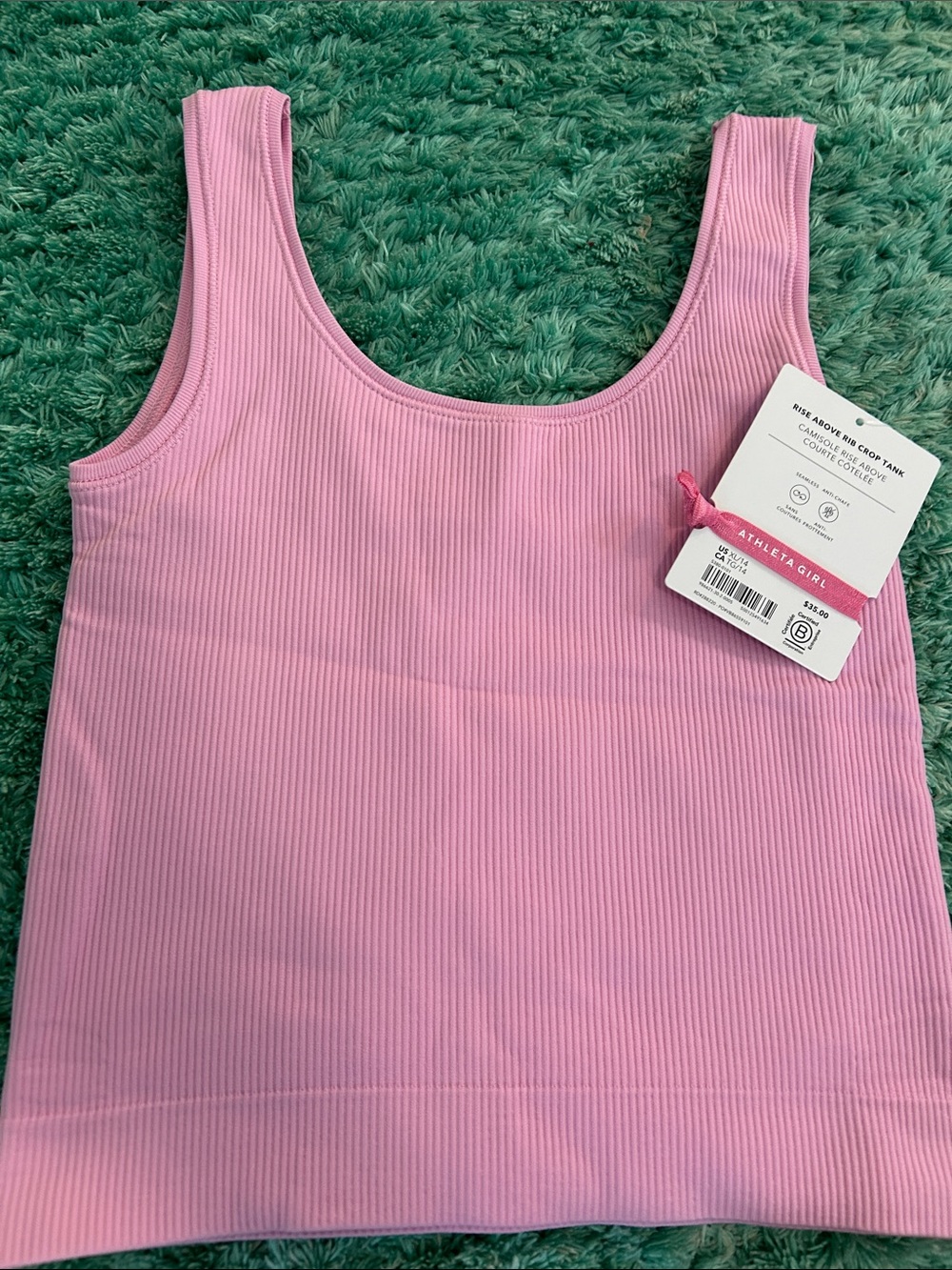 Athleta Girl Rise Above Rib Crop Top. Size XL